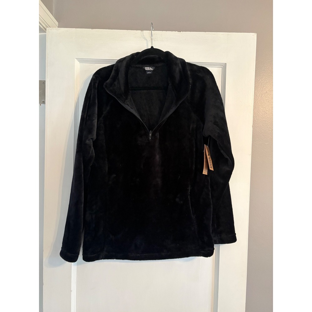 NWT Women's Eddie Bauer Black Fleece 1/4 Zip Mockneck Size Large